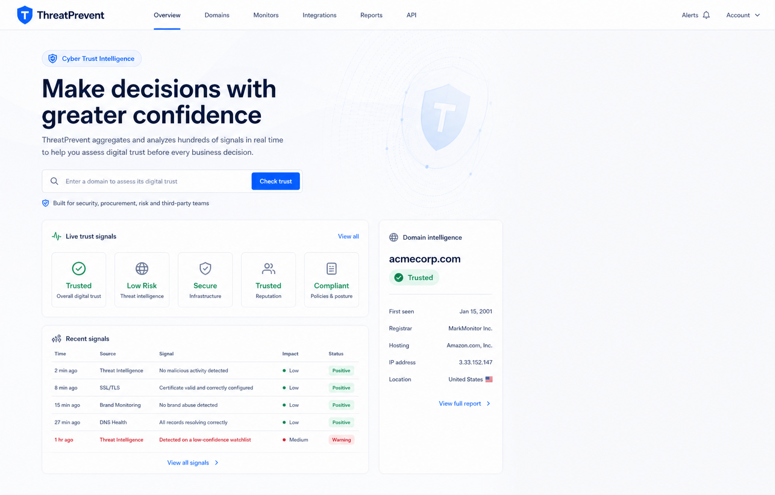 ThreatPrevent cyber trust check in a browser workflow